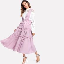 Shein Frill Detail Tiered Drawstring Dress