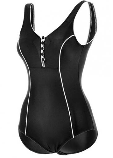 Rosewe White Edging Black Open Back One Piece Swimwear