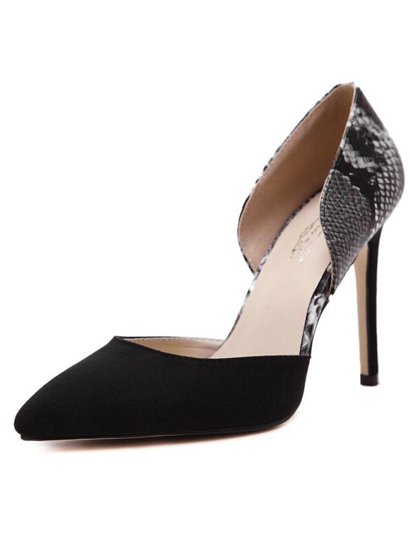 Shein Black Snake Embossed D'orsay Pumps