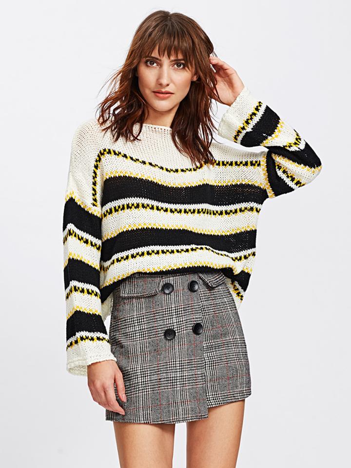 Shein Loose Knit Striped Boxy Sweater