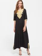 Shein Contrast Sequin Appliques Slit Side Maxi Dress.