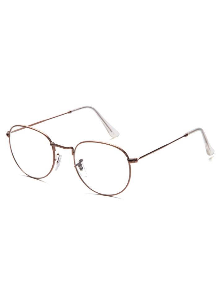 Shein Brown Thin Frame Clear Lens Glasses