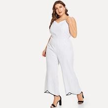 Shein Plus Striped Sweetheart Jumpsuit