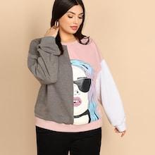 Shein Plus Cut-and-sew Figure Sweatshirt