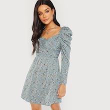 Shein Calico Print Ruched Detail Dress