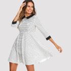 Shein Contrast Neck And Cuff Grid Dress