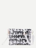 Shein White Letters Sequins Pu Crossbody Bag