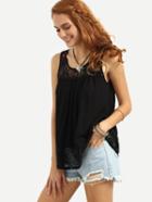 Shein Black Lace Panel Keyhole Back Tank Top
