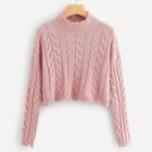Shein Raw Edge Cable Knit Sweater