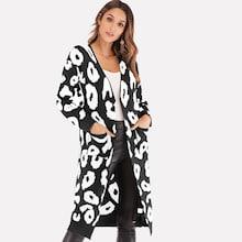Shein Leopard Open Front Sweater Coat