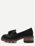 Shein Black Wingtips Faux Leather Tassel Shoes