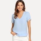 Shein Lace Trim V-neck Top