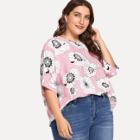 Shein Plus Floral Print Asymmetrical Tee