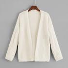 Shein Open Front Solid Cable Knit Coat