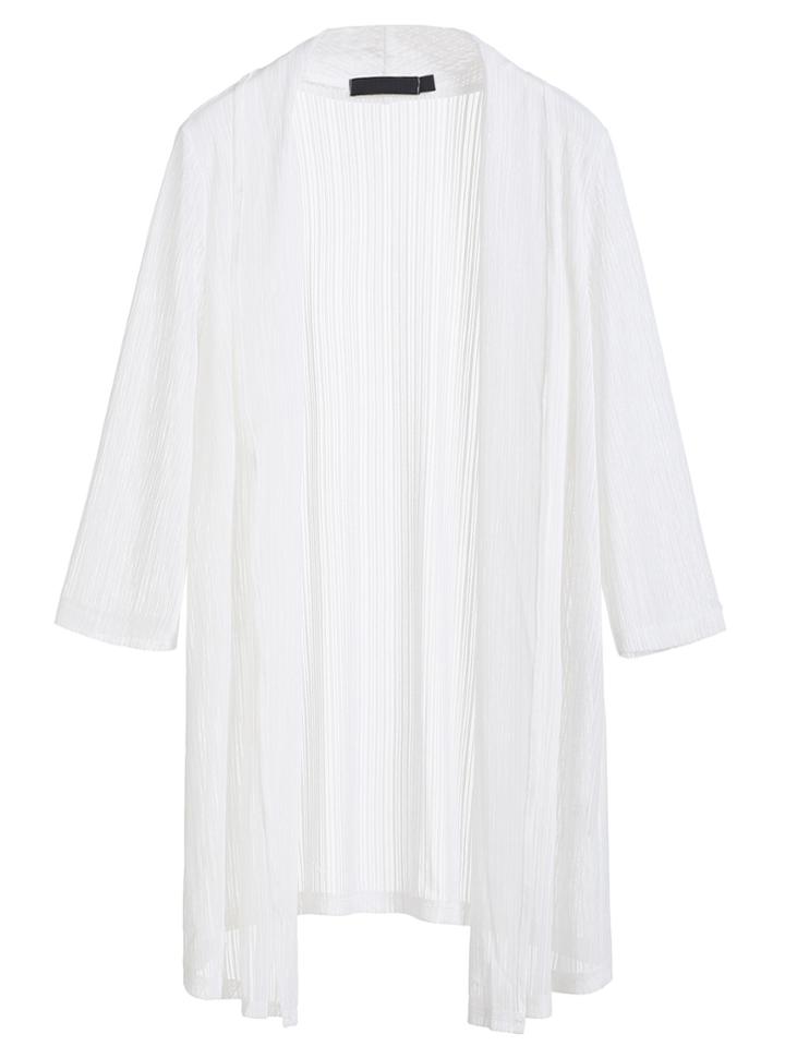 Shein White Shawl Collar Sheer Kimono