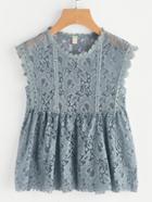 Shein Scalloped Trim Lace Smock Top