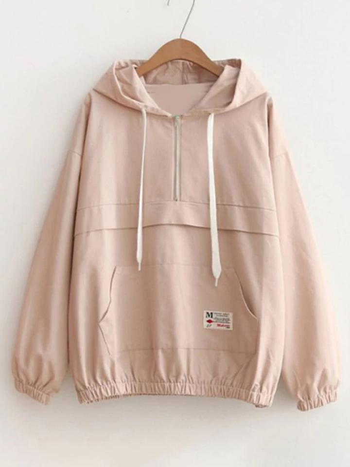 Shein Drop Shoulder Kangaroo Pocket Anorak Jacket