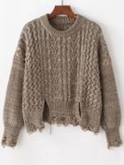 Shein Drop Shoulder Frayed Textured Jumper
