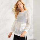 Shein Pocket Front Solid Pullover