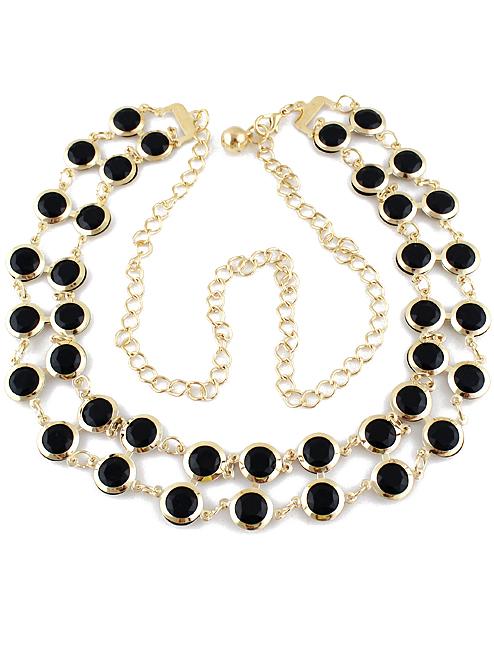 Shein Black Gemstone Gold Chain Belt