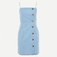 Shein Button Through Denim Cami Dress