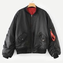 Shein Ruched Sleeve Zipper Detail Bomber Jacket