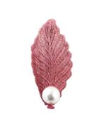 Shein Hotpink Plated Pearl Big Leaf Hair Pin