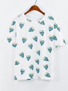 Shein Allover Diamond Print T-shirt