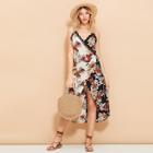 Shein Lace Trim Floral Print Cami Dress