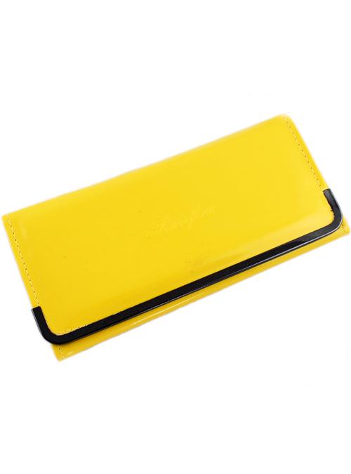 Shein Yellow Metal Embellished Patent Leather Clutch Bag