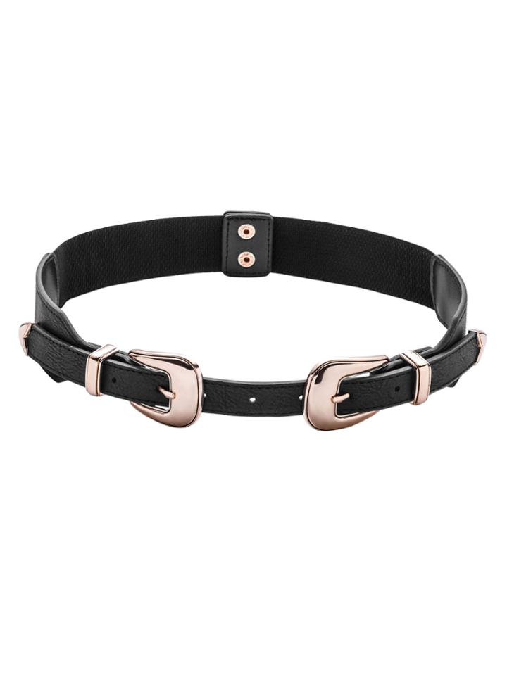 Shein Black Double Metal Buckle Waist Belt