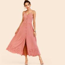 Shein Laser Cut Out Single Breasted Cami Dress