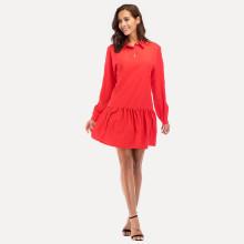 Shein Faux Pearl Beading Ruffle Hem Shirt Dress