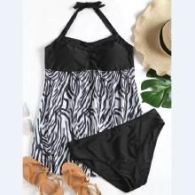 Shein Plus Colorblock Halter Tankini Set