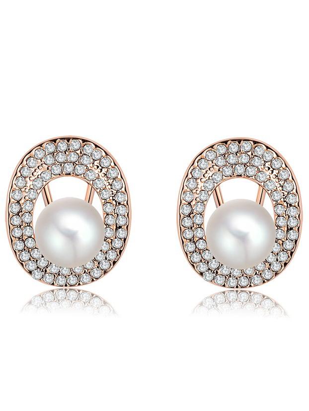Shein Gold Crystal Pearl Earrings