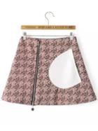 Shein Pink Zipper Jacquard Skirt