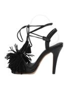 Shein Tasselled Starp Lace-up Black High Heel Sandals