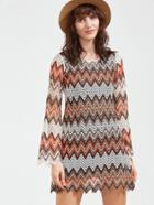 Shein Multicolor Hollow Out Chevron Crochet Dress