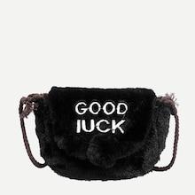 Shein Slogan Embroidered Crossbody Bag