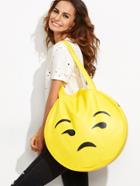 Shein Yellow Emoji Print Oversized Round Tote Bag