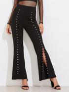 Shein Pearl Beading Split Front Flare Pants