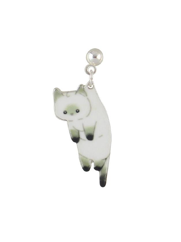 Shein White 1 Pcs Cute Cat Earring