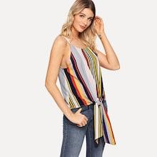 Shein Knot Hem Striped Cami Top