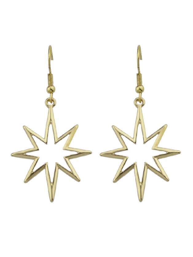 Shein Gold Geometric Star Drop Earrings For Women