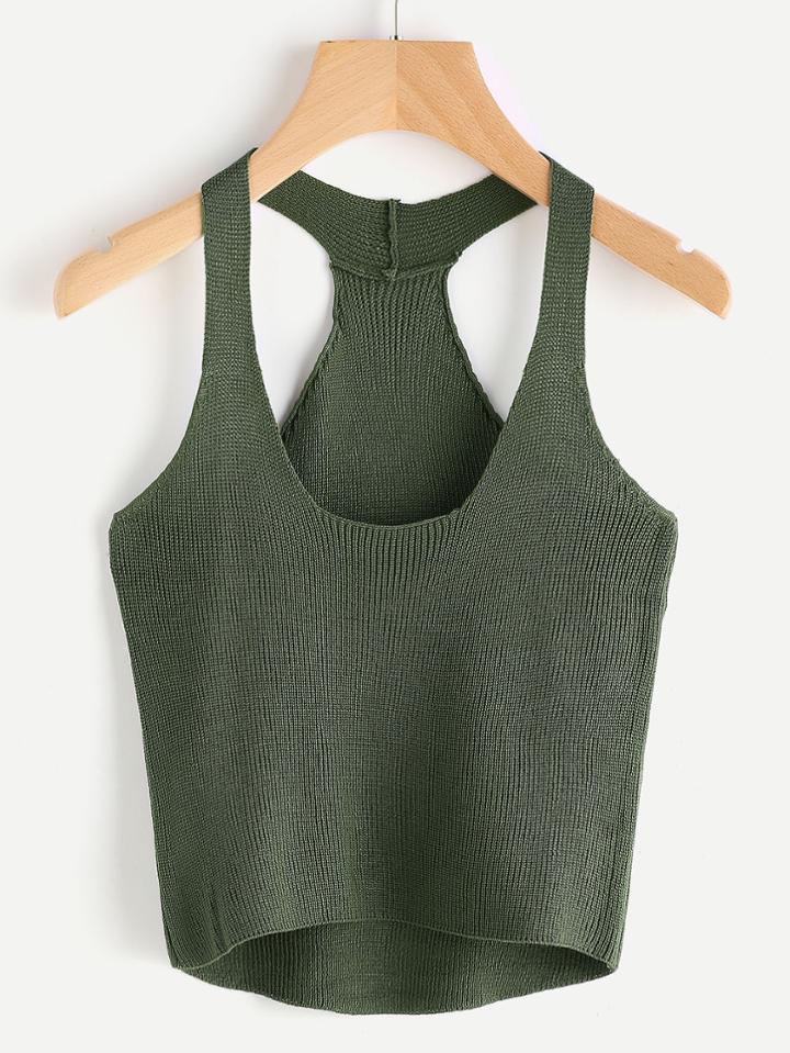 Shein Racer Back Knit Dip Hem Top