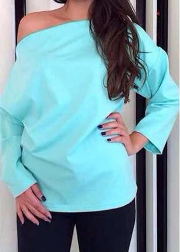Rosewe Blue Long Sleeve Loose T Shirt