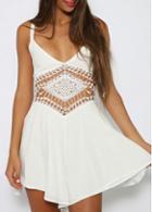 Rosewe White Pierced Waist V Neck Camisole Romper