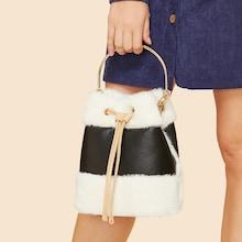 Shein Color-block Drawstring Satchel Bag