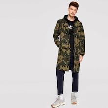 Shein Men Single Breasted Camo Print Notch Neck Coat