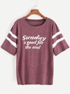 Shein Slogan Print Varsity T-shirt